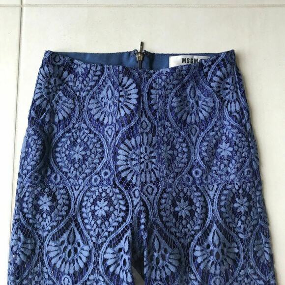 MSGM Milano High Waist Lace Semi Sheer Crop Straight Pants - Picture 2 of 8